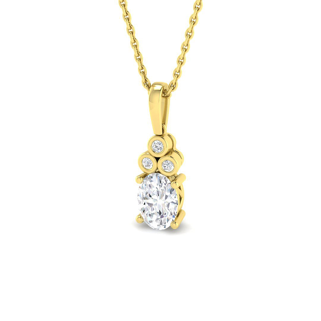 9ct Yellow Gold Oval Lab Grown Diamond Pendant 1
