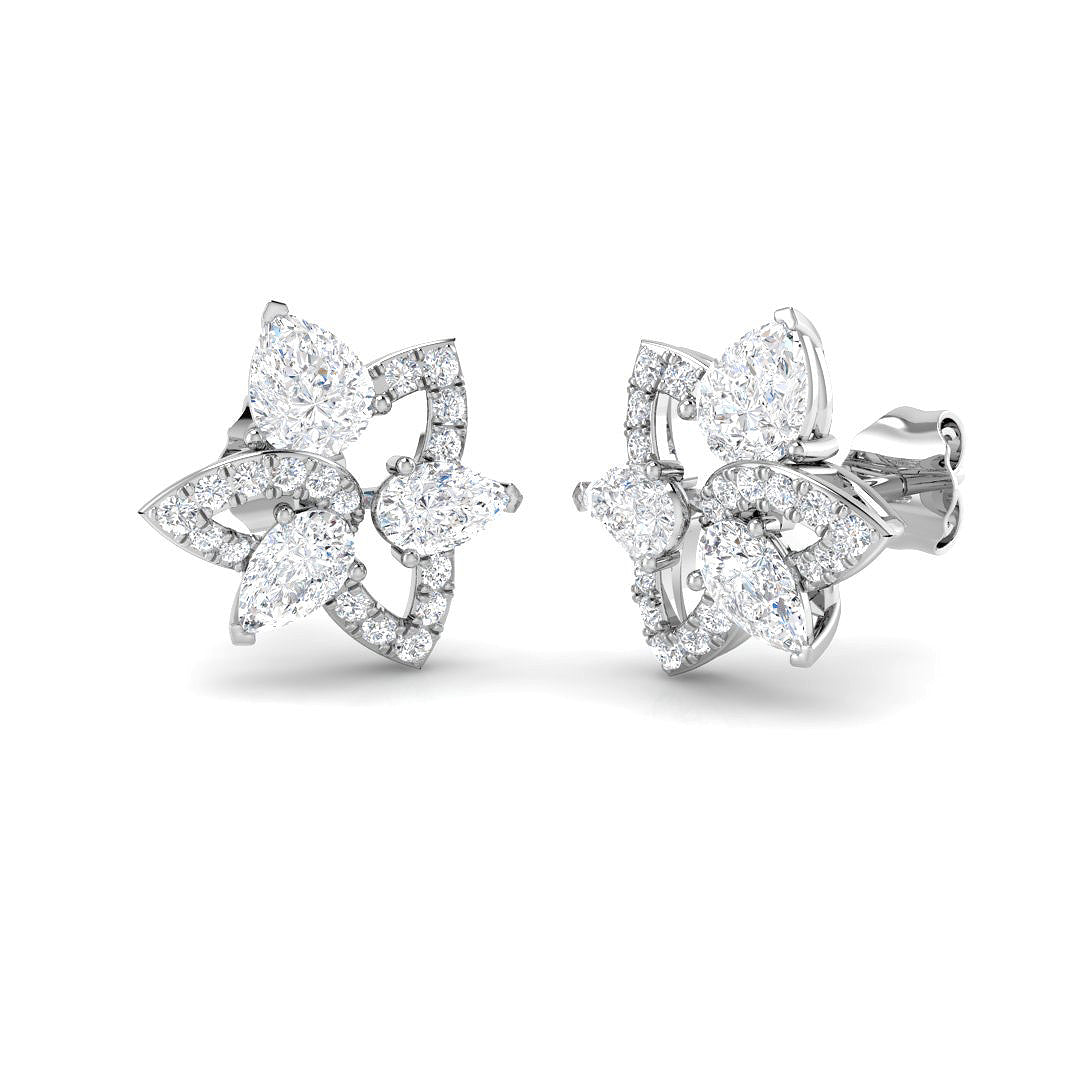 9ct White Gold Pear Lab Grown Diamond Earrings 1
