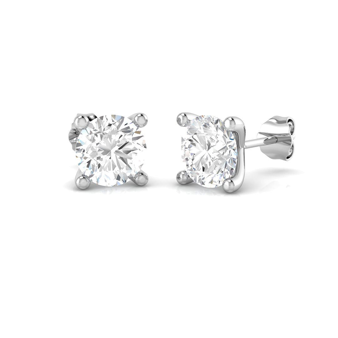 9ct White Gold Round Lab Grown Diamond Earrings 1
