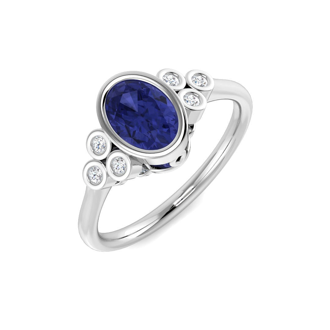 9ct White Gold Oval Tanzanite and Diamond Ring 1