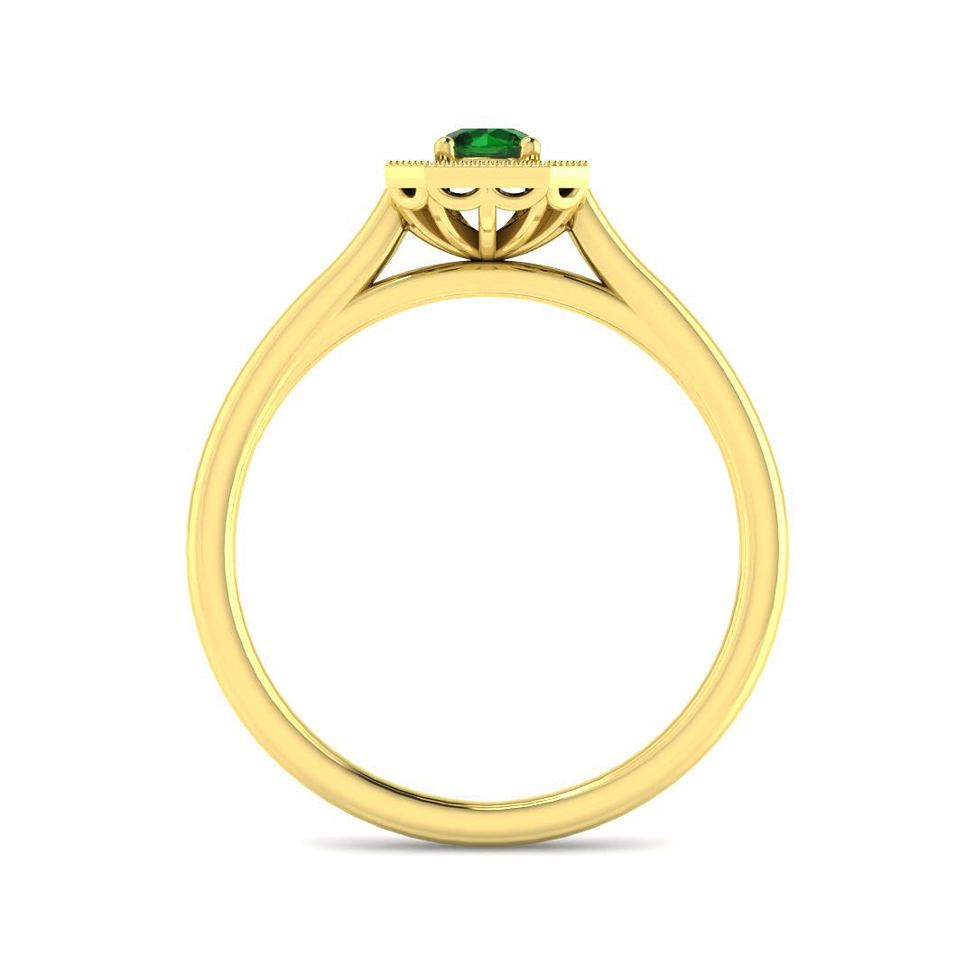 9ct Yellow Gold Round Emerald and Diamond Ring 2