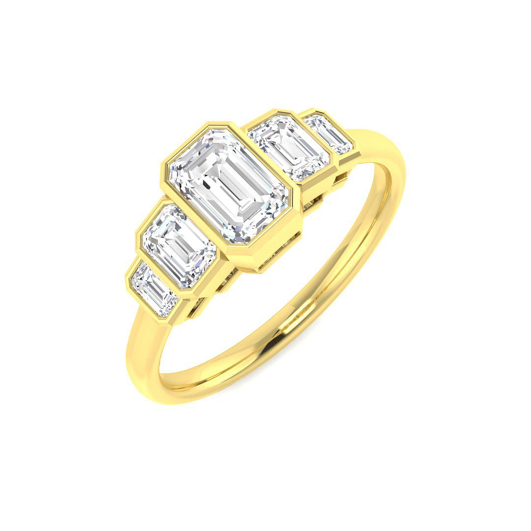 9ct Yellow Gold Emerald Cut Lab Grown Diamond Ring 1