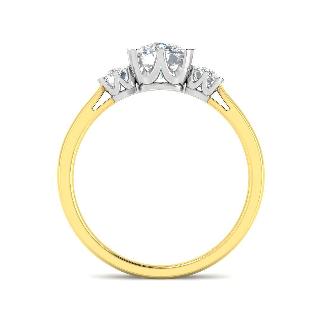 9ct Two Tone Cushion Cvd Old Cut Ring 2