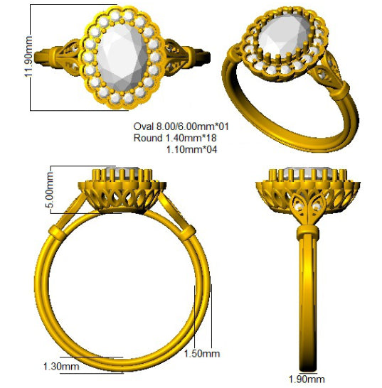 9ct Yellow Gold Oval Amethyst and Diamond Ring 3