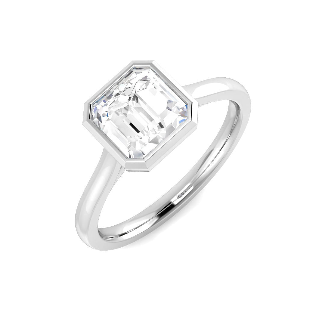 9ct White Gold Asscher Cut Lab Grown Diamond Ring 1