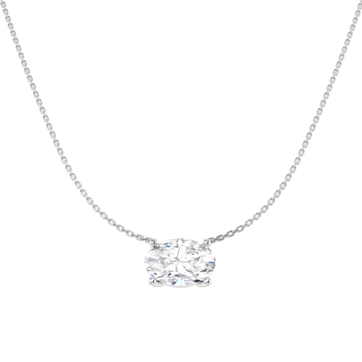 9ct White Gold Oval Lab Grown Diamond Necklace 1