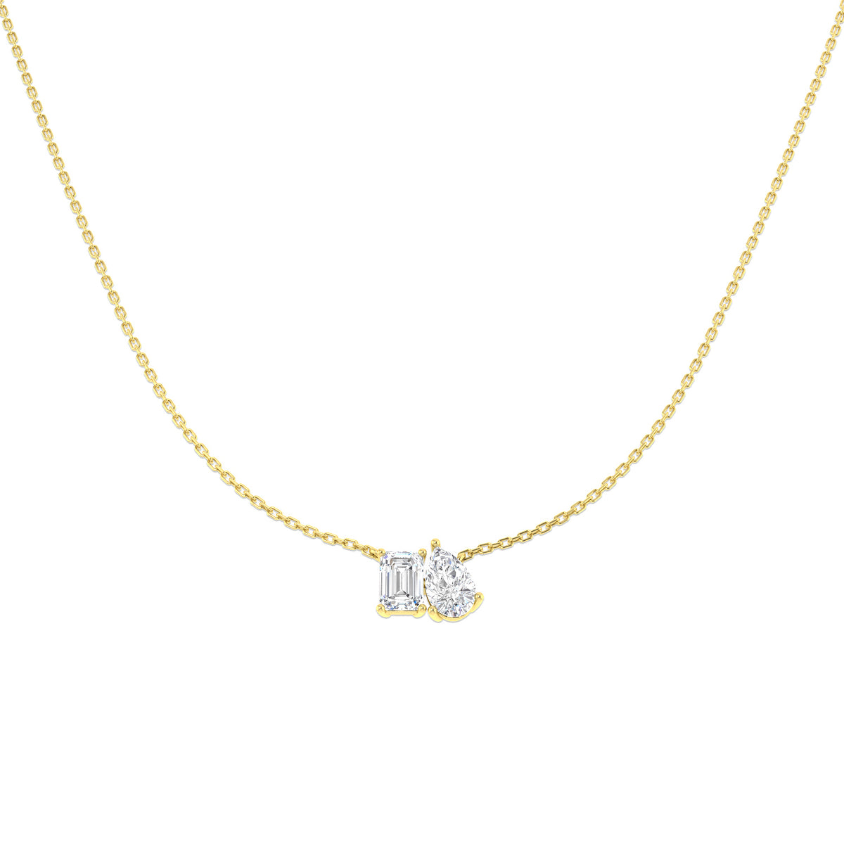 9ct Yellow Gold Emerald Cut and Pear Lab Grown Diamond Necklace 1