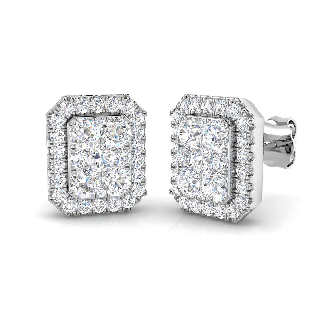 9ct White Gold Round Lab Grown Diamond Earrings 1