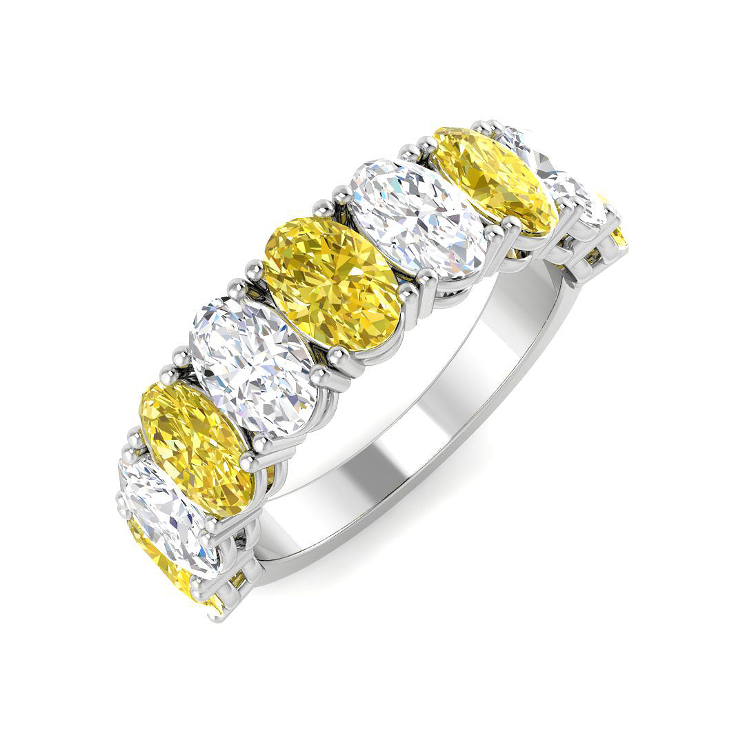 9ct White Gold Oval Lab Grown Diamond and Lab Yellow Diamond Ring 1