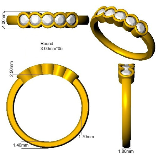 9ct Yellow Gold Round Lab Grown Diamond Ring 3