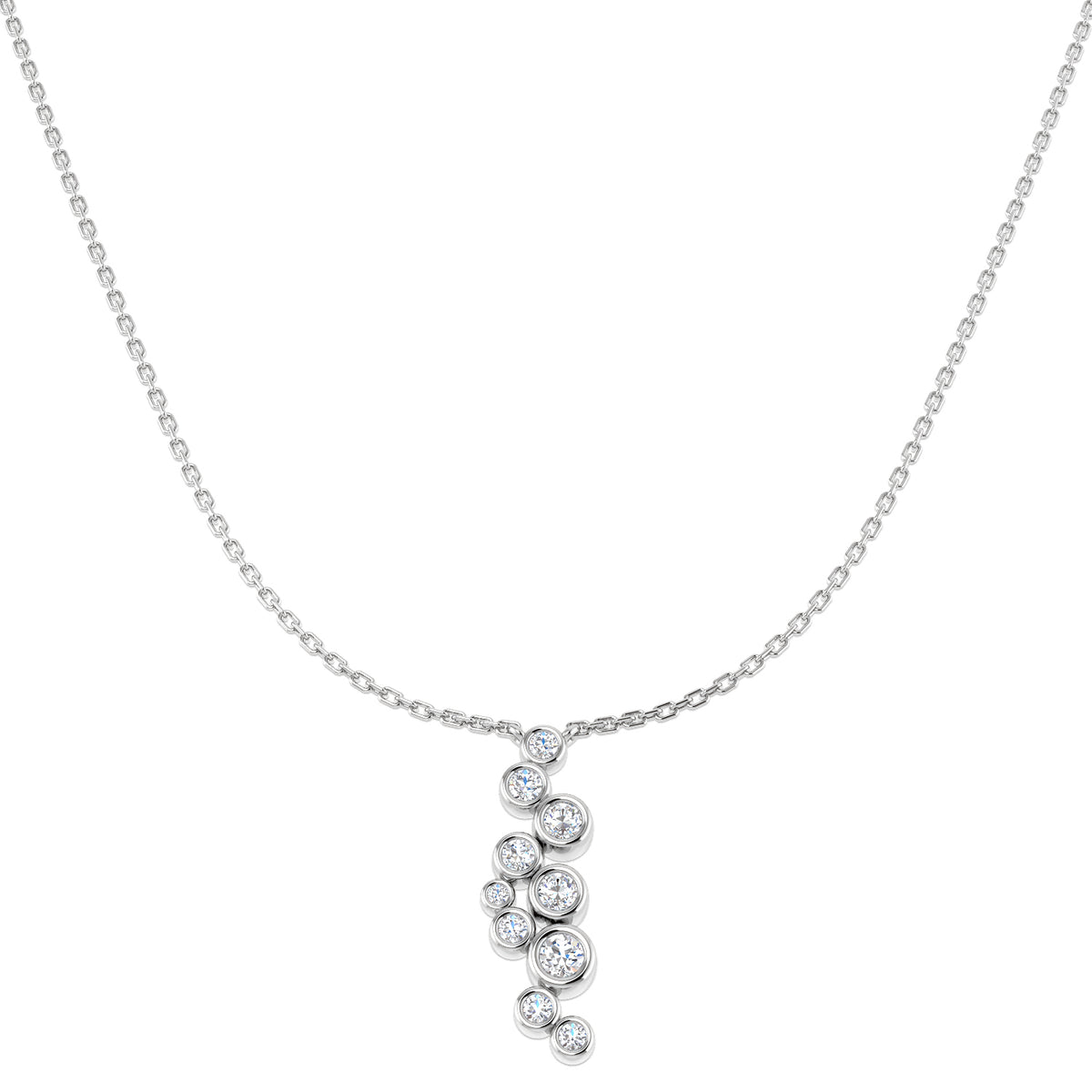 9ct White Gold Round Lab Grown Diamond Necklace 1