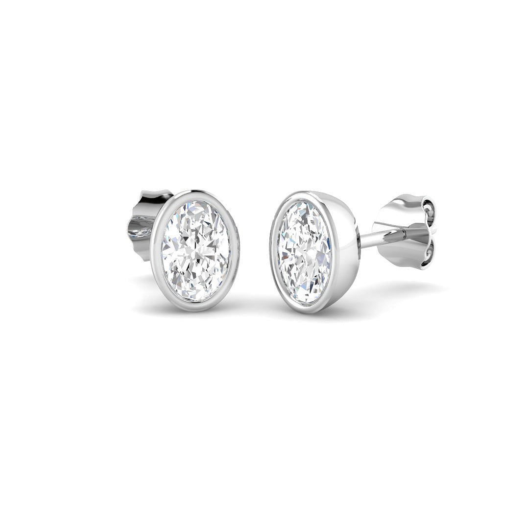9ct White Gold Oval Lab Grown Diamond Earrings 1