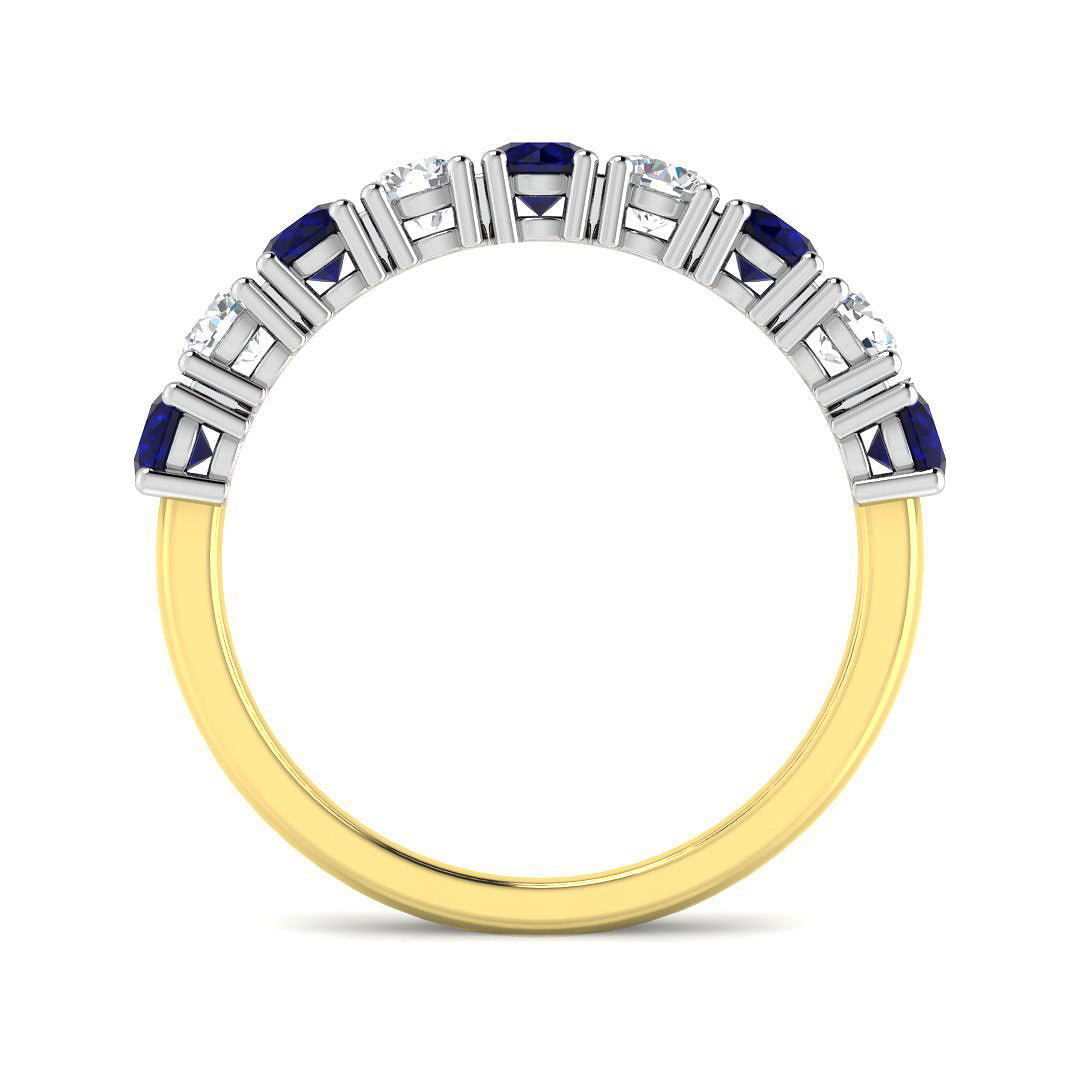 18ct Yellow Gold Round Blue Sapphire and Diamond Ring 2