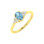 9ct Yellow Gold Oval Aquamarine and Diamond Ring 1