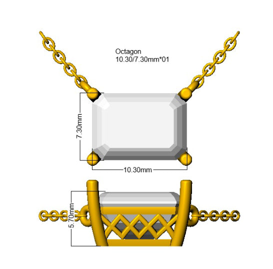9ct Yellow Gold Emerald Cut Lab Grown Diamond Necklace 2