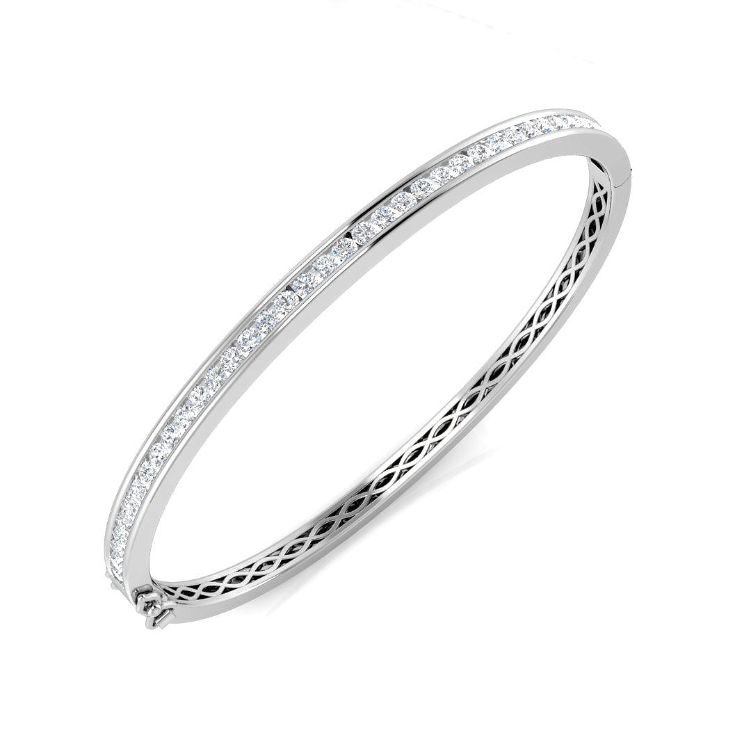 9ct White Gold Round Lab Grown Diamond Bangle 1