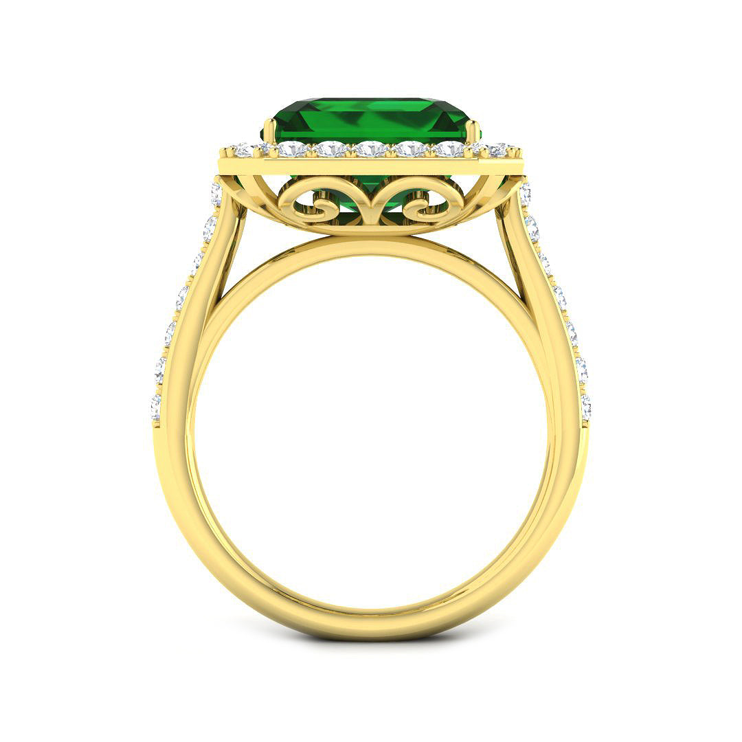 9ct Yellow Gold Emerald Cut Emerald and Diamond Ring 2