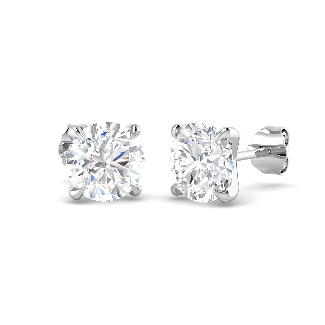 9ct White Gold Round Lab Grown Diamond Earrings 1