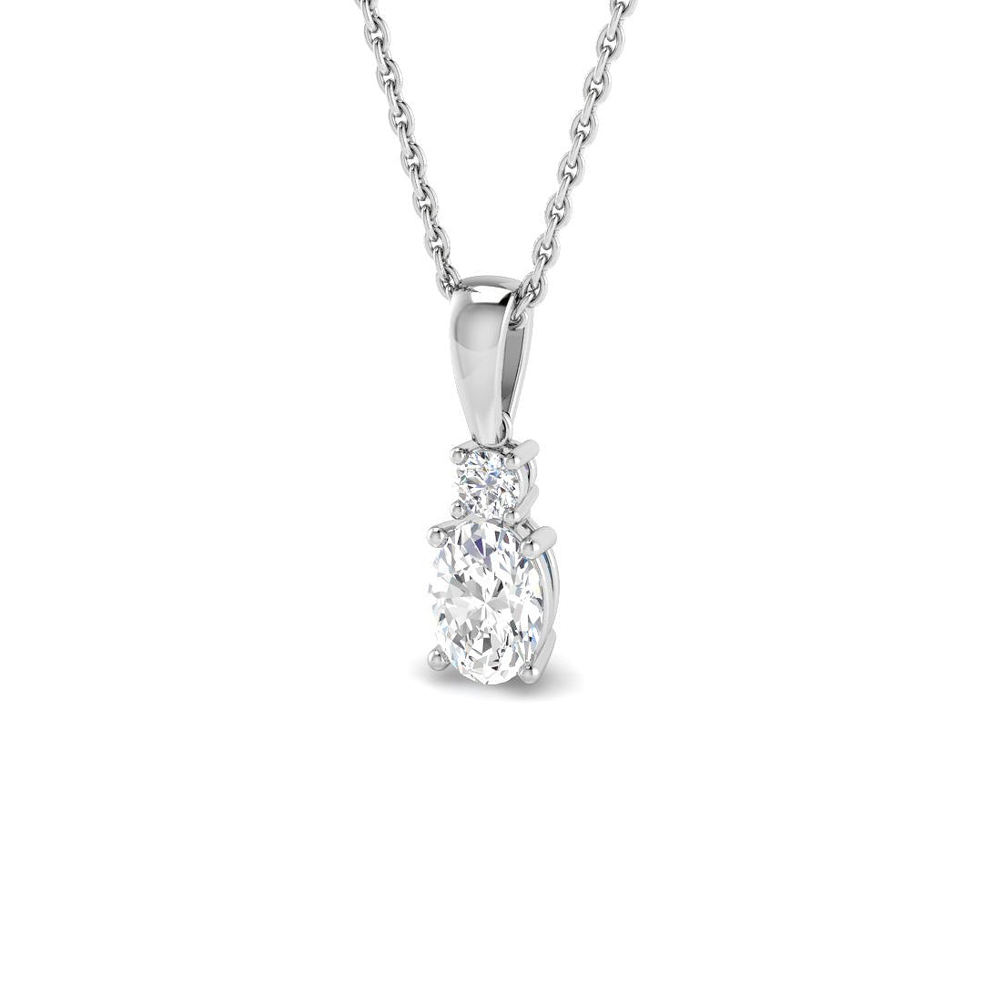 9ct White Gold Oval Lab Grown Diamond Pendant 1