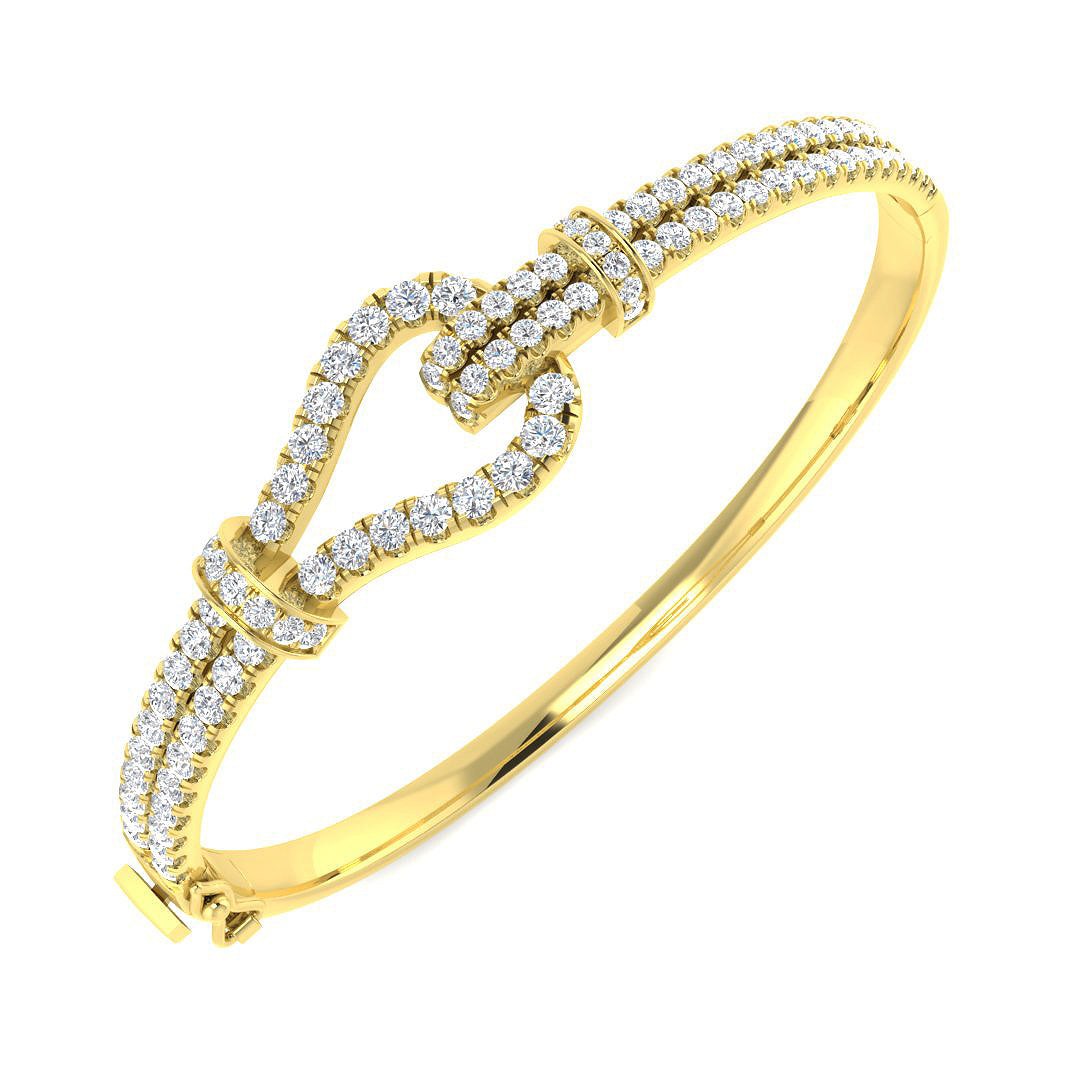 9ct Yellow Gold Round Lab Grown Diamond Bangle 1