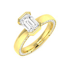 9ct Yellow Gold Emerald Cut Lab Grown Diamond Ring 1