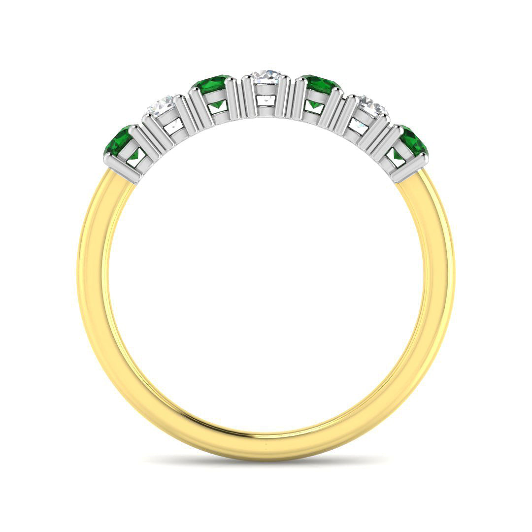 9ct Two Tone Round Emerald and Diamond Ring 2