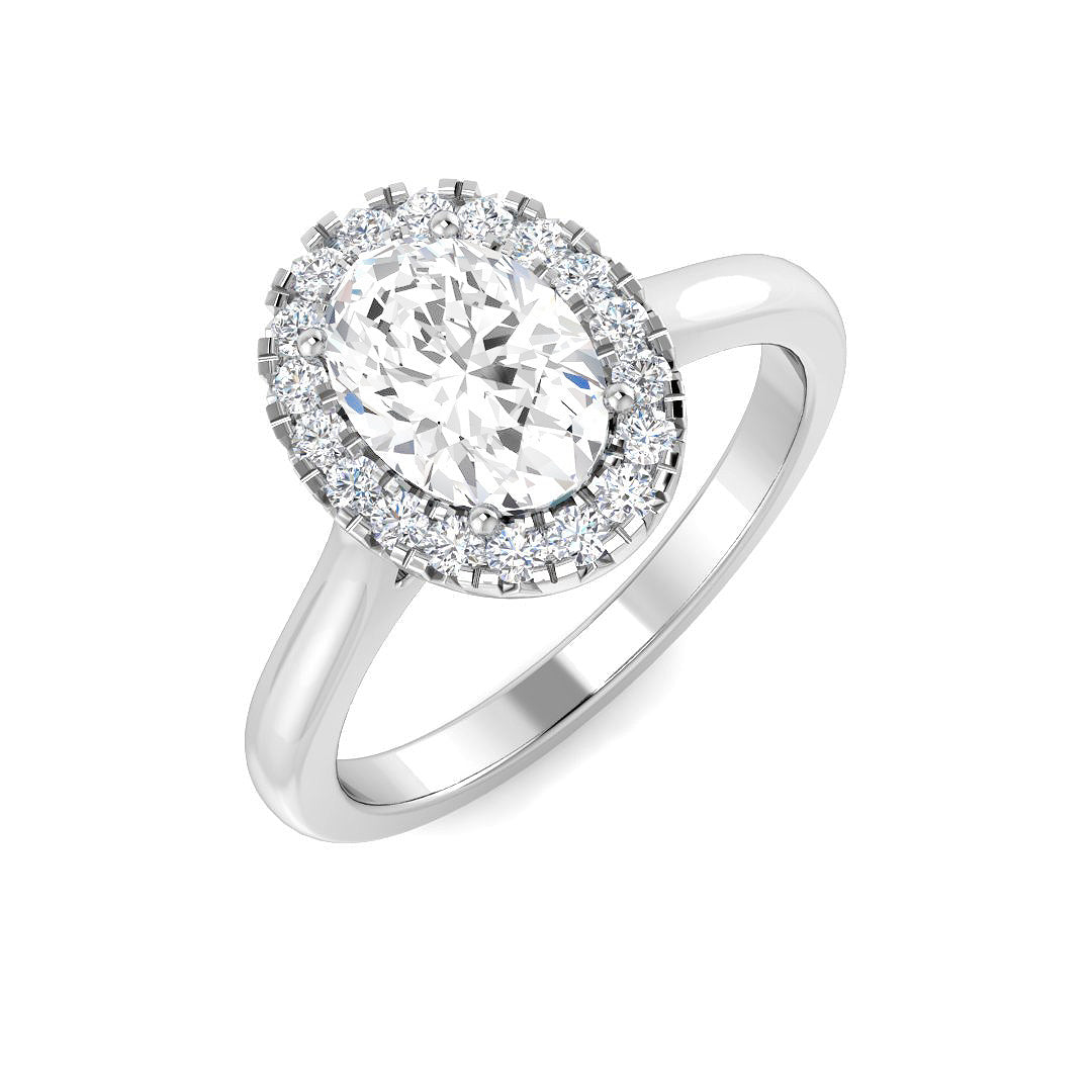 9ct White Gold Oval Lab Grown Diamond Ring 1
