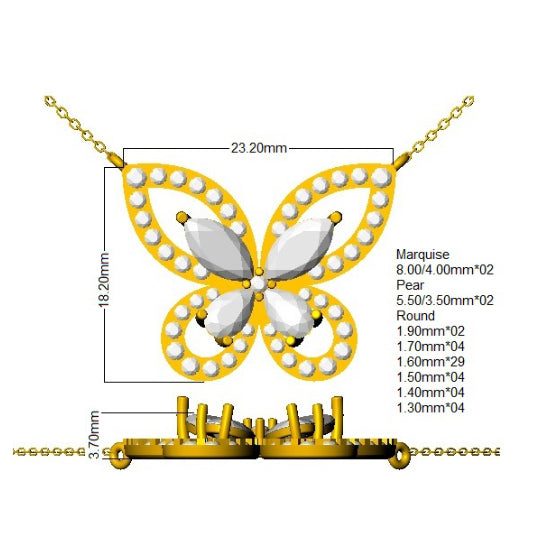 9ct Yellow Gold Marquise and Pear Lab Grown Diamond Necklace 2