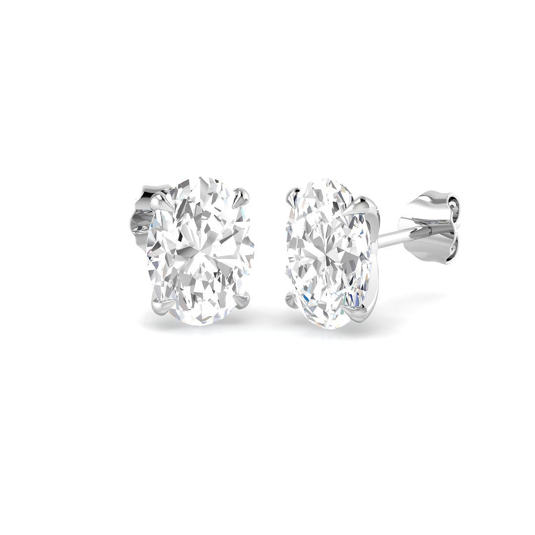 9ct White Gold Oval Lab Grown Diamond Earrings 1