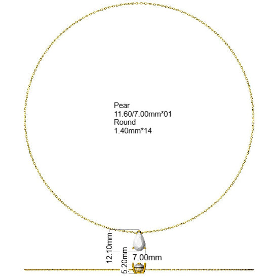 9ct Yellow Gold Pear Lab Grown Diamond Necklace 2