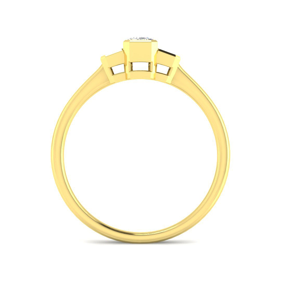 9ct Yellow Gold Emerald Cut Lab Grown Diamond Ring 2