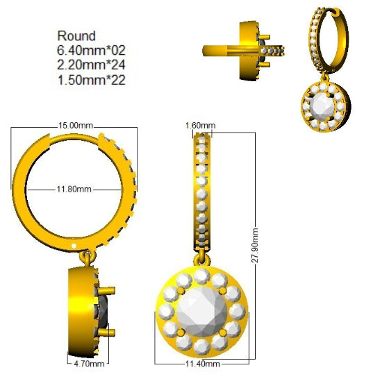 9ct Yellow Gold Round Lab Grown Diamond Earrings 2