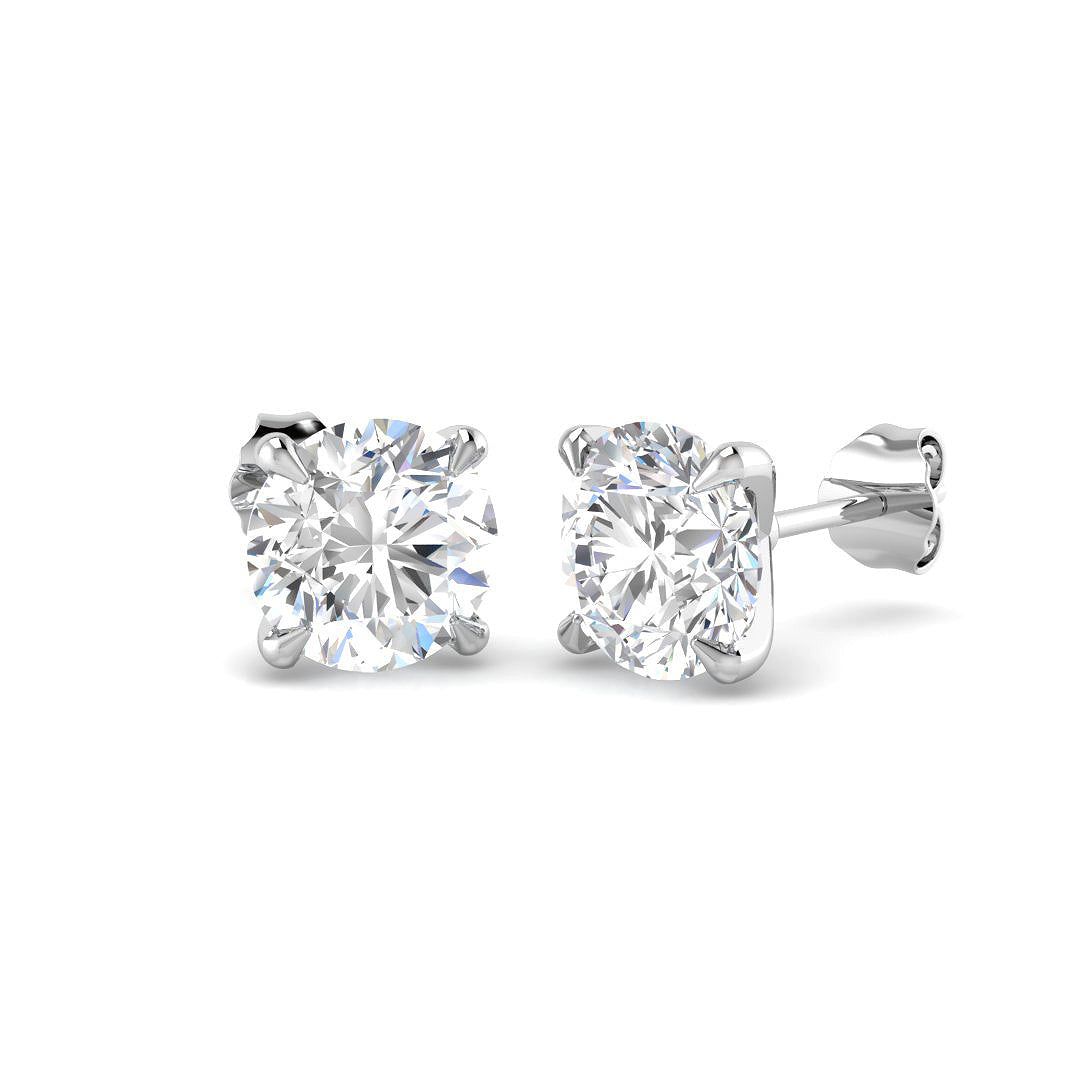 9ct White Gold Round Lab Grown Diamond Earrings 1