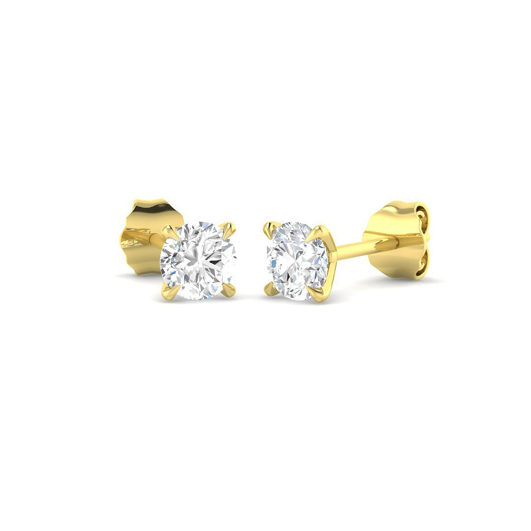 9ct Yellow Gold Round Lab Grown Diamond Earrings 1