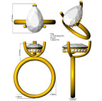 9ct Yellow Gold Pear Lab Grown Diamond Ring 3