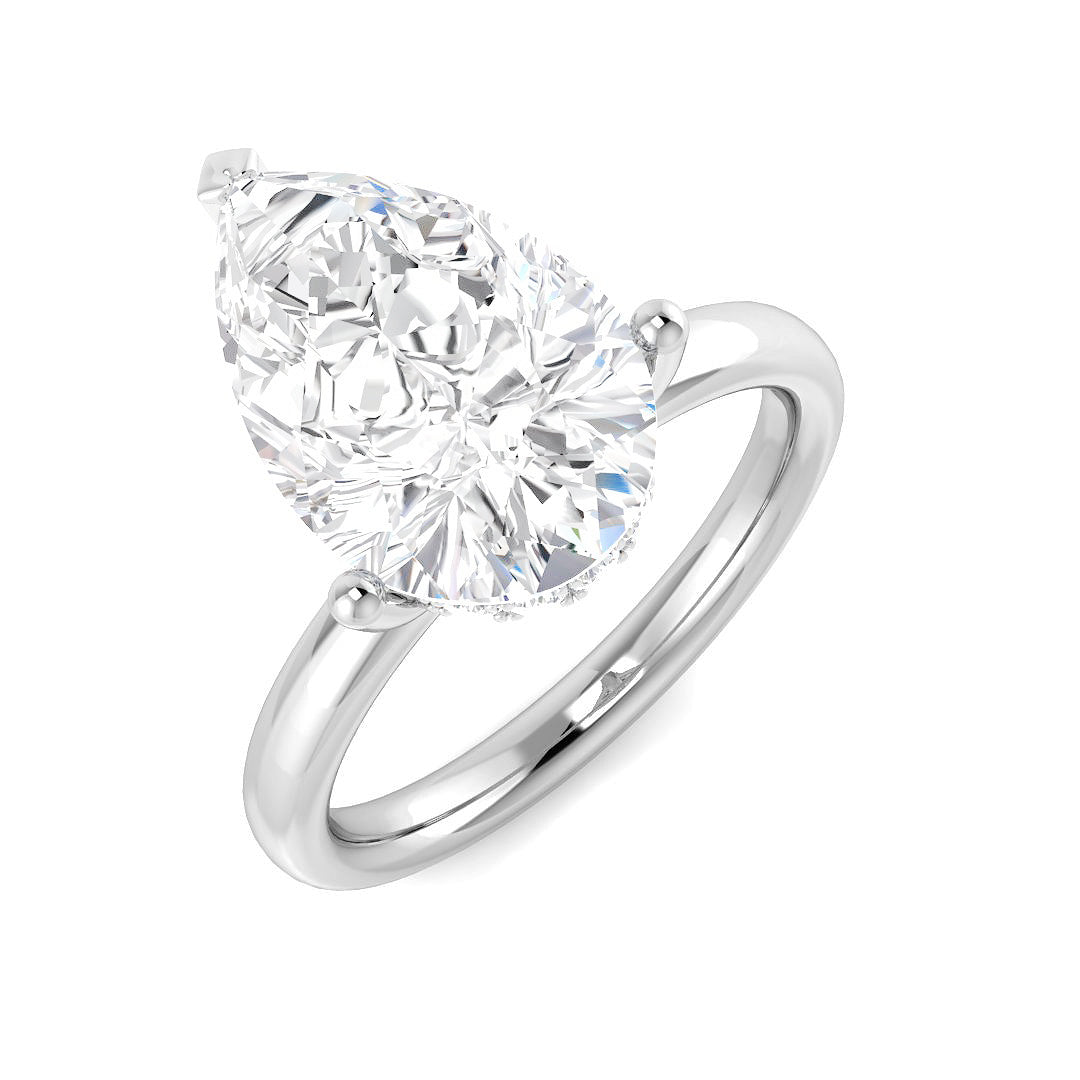 9ct White Gold Pear Lab Grown Diamond Ring 1