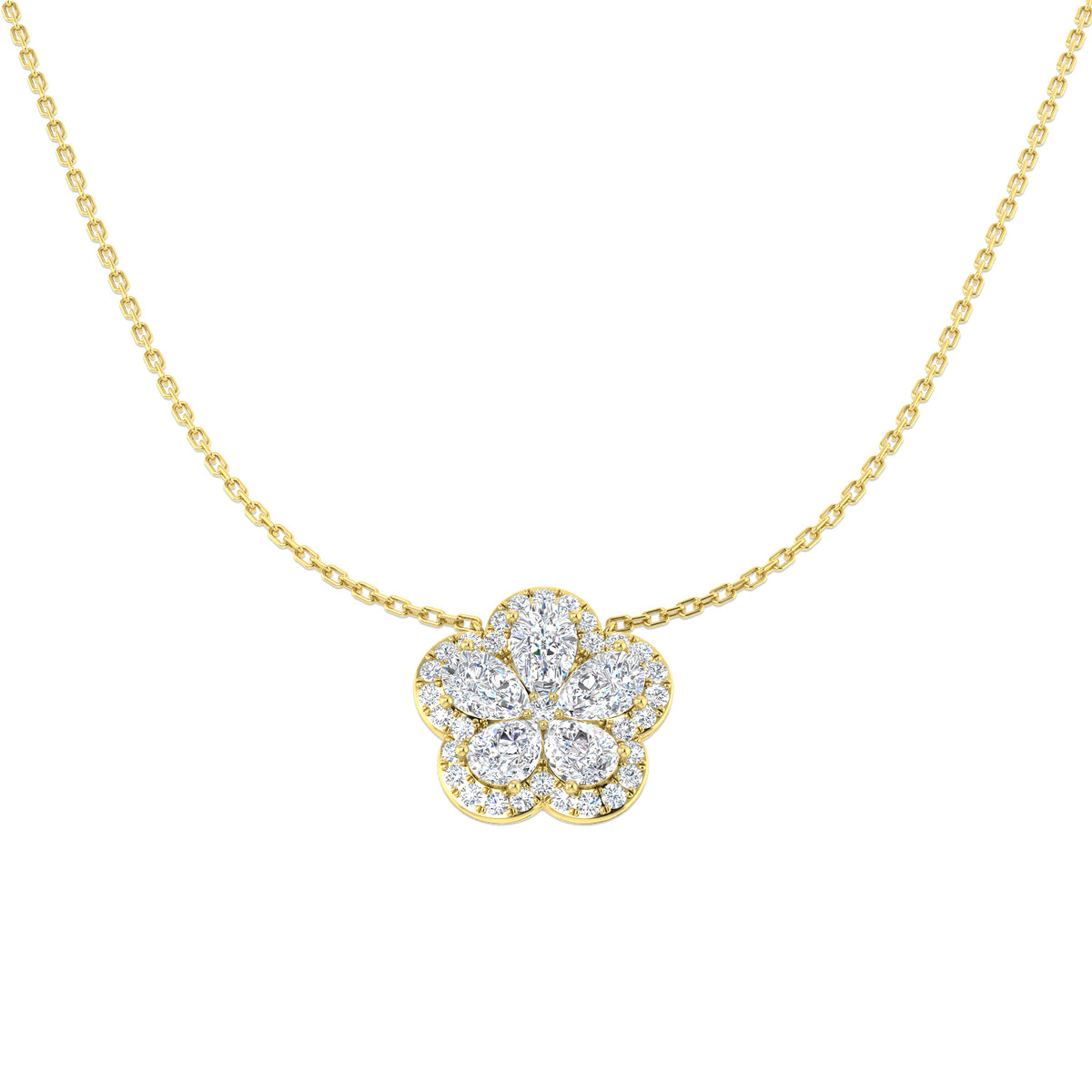 9ct Yellow Gold Pear Lab Grown Diamond Necklace 1