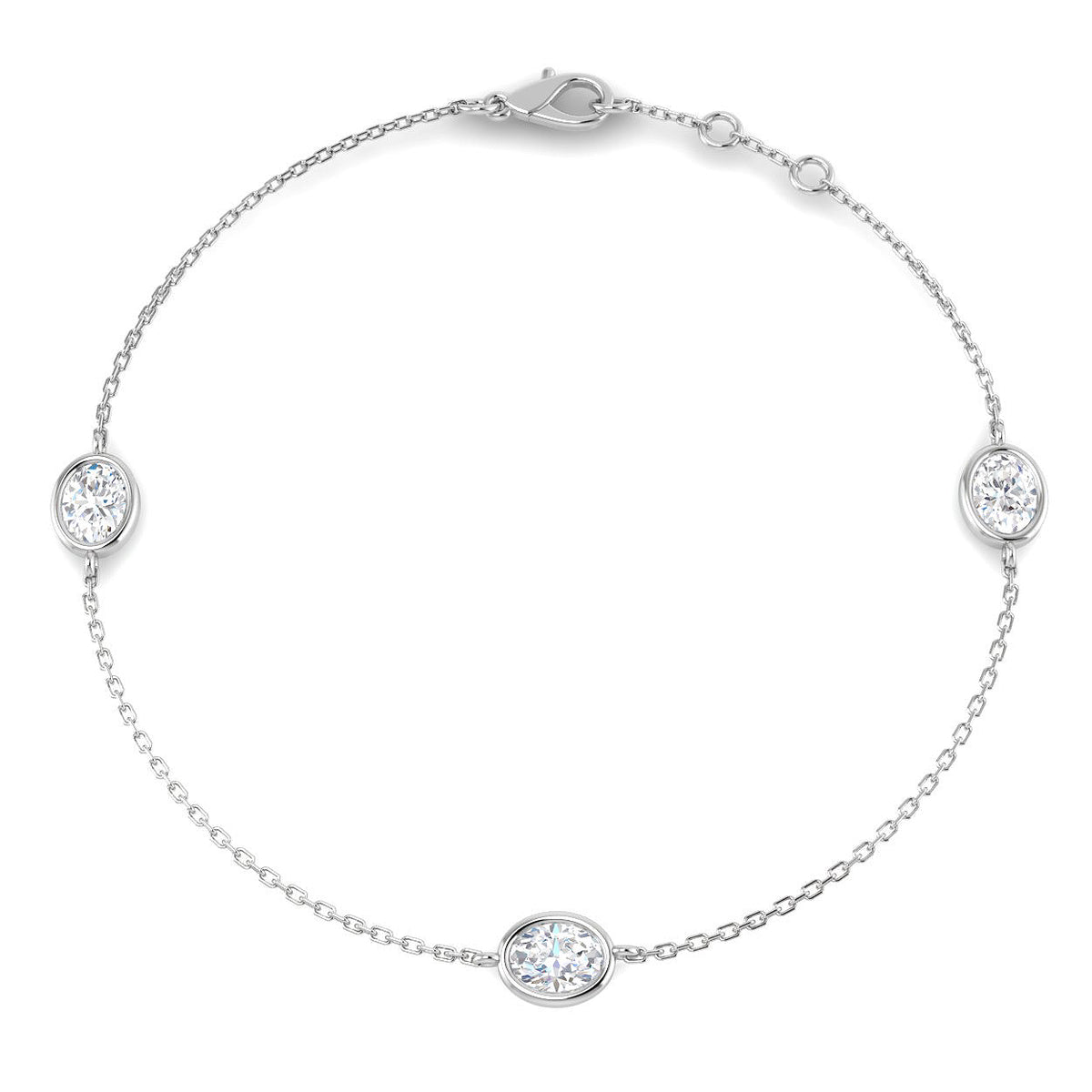 9ct White Gold Oval Lab Grown Diamond Bracelet 1