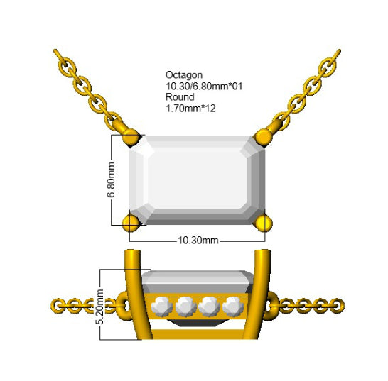 9ct Yellow Gold Emerald Cut Lab Grown Diamond Necklace 2