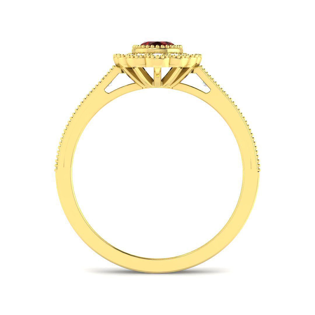 9ct Yellow Gold Oval Ruby and Diamond Ring 2