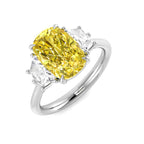 9ct White Gold Cadillac and Cushion Lab Grown Diamond and Lab Yellow Diamond Ring 1