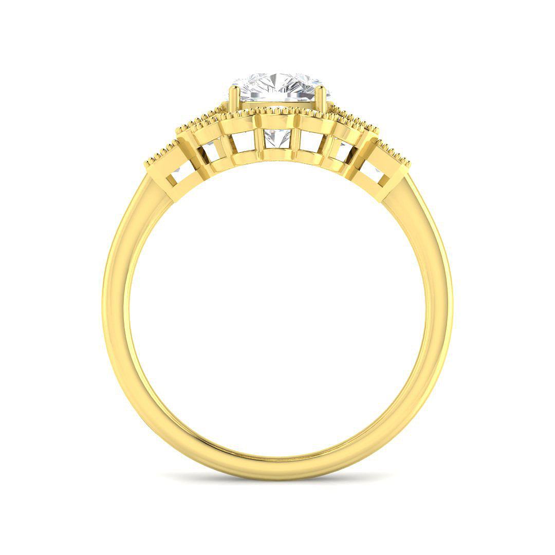 9ct Yellow Gold Cushion and Emerald Cut Cvd Old Cut Ring 2