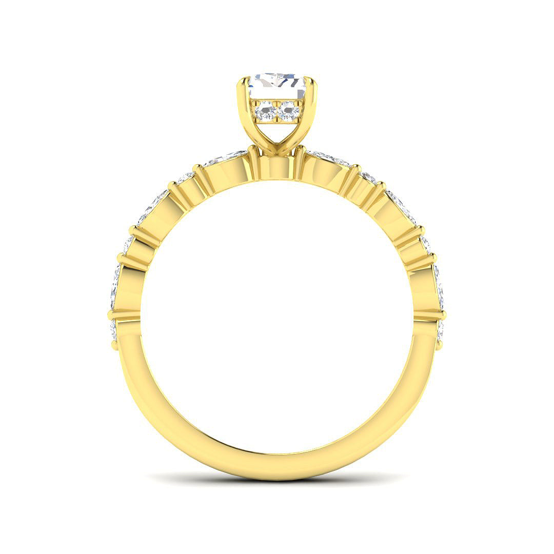 9ct Yellow Gold Emerald Cut and Marquise Lab Grown Diamond Ring 2