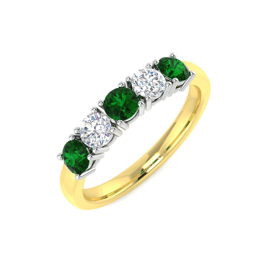 9ct Two Tone Round Emerald and Diamond Ring 1