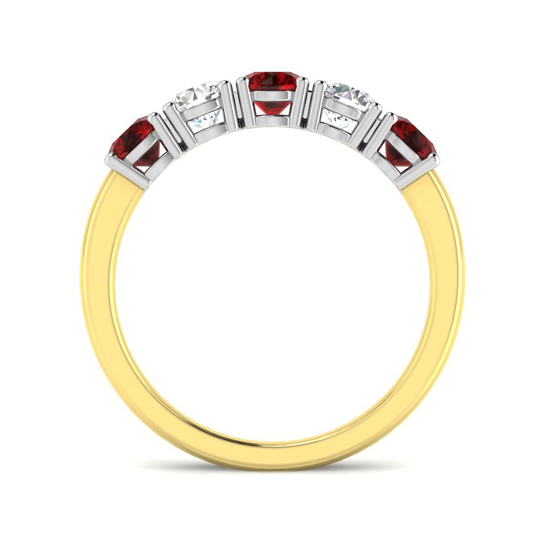 18ct Two Tone Round Ruby and Diamond Ring 2