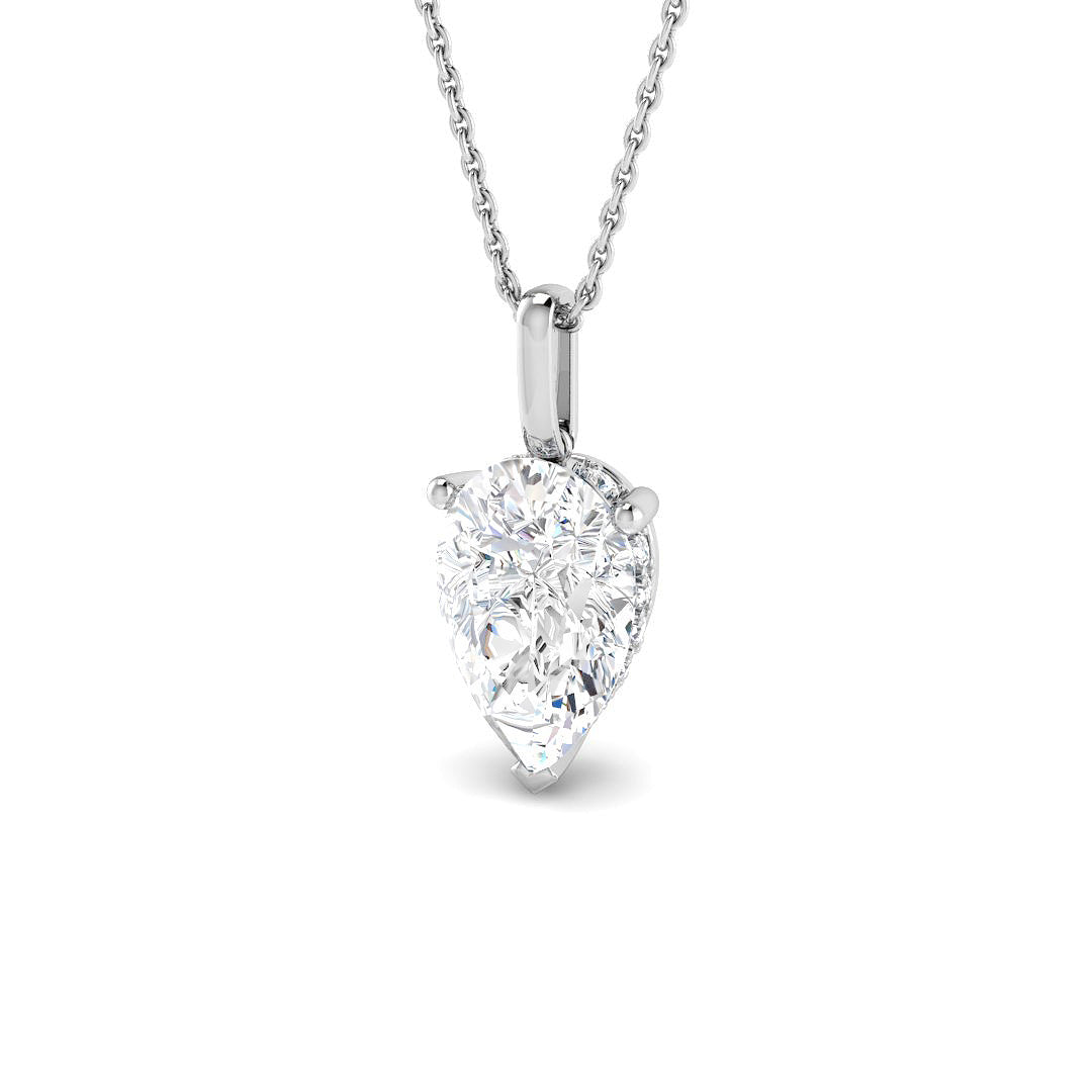 9ct White Gold Pear Lab Grown Diamond Pendant 1
