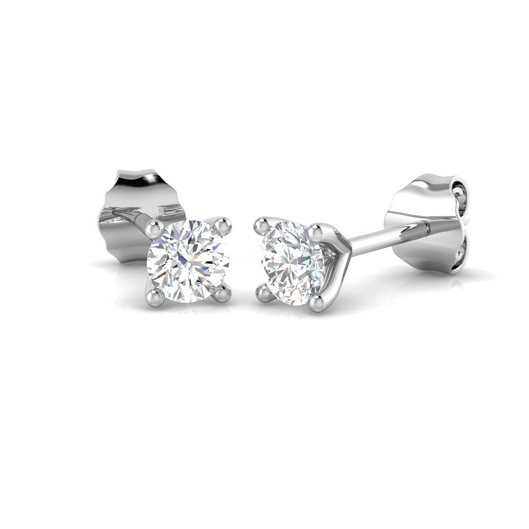 9ct White Gold Round Lab Grown Diamond Earrings 1