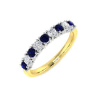 9ct Yellow Gold Round Blue Sapphire and Diamond Ring 1