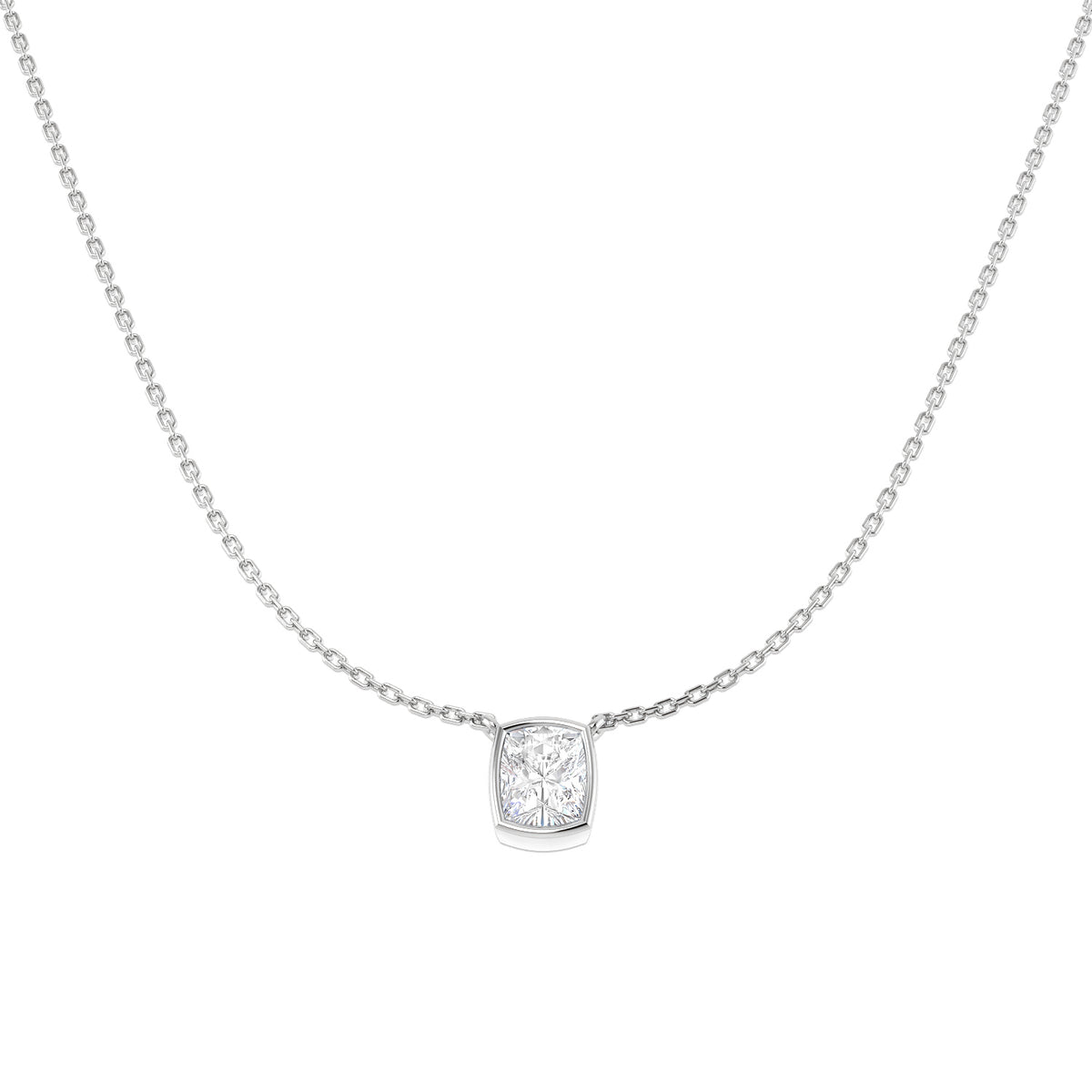 9ct White Gold Cushion Lab Grown Diamond Necklace 1