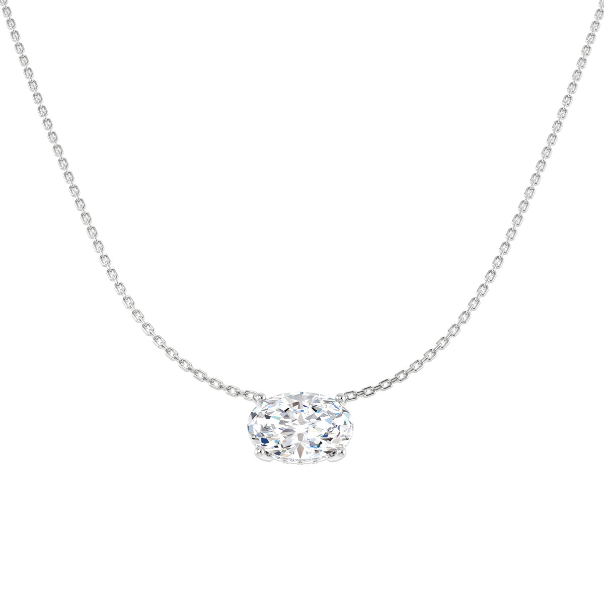 9ct White Gold Oval Lab Grown Diamond Necklace 1